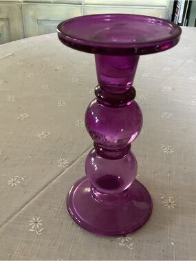 Purple glass candle holder